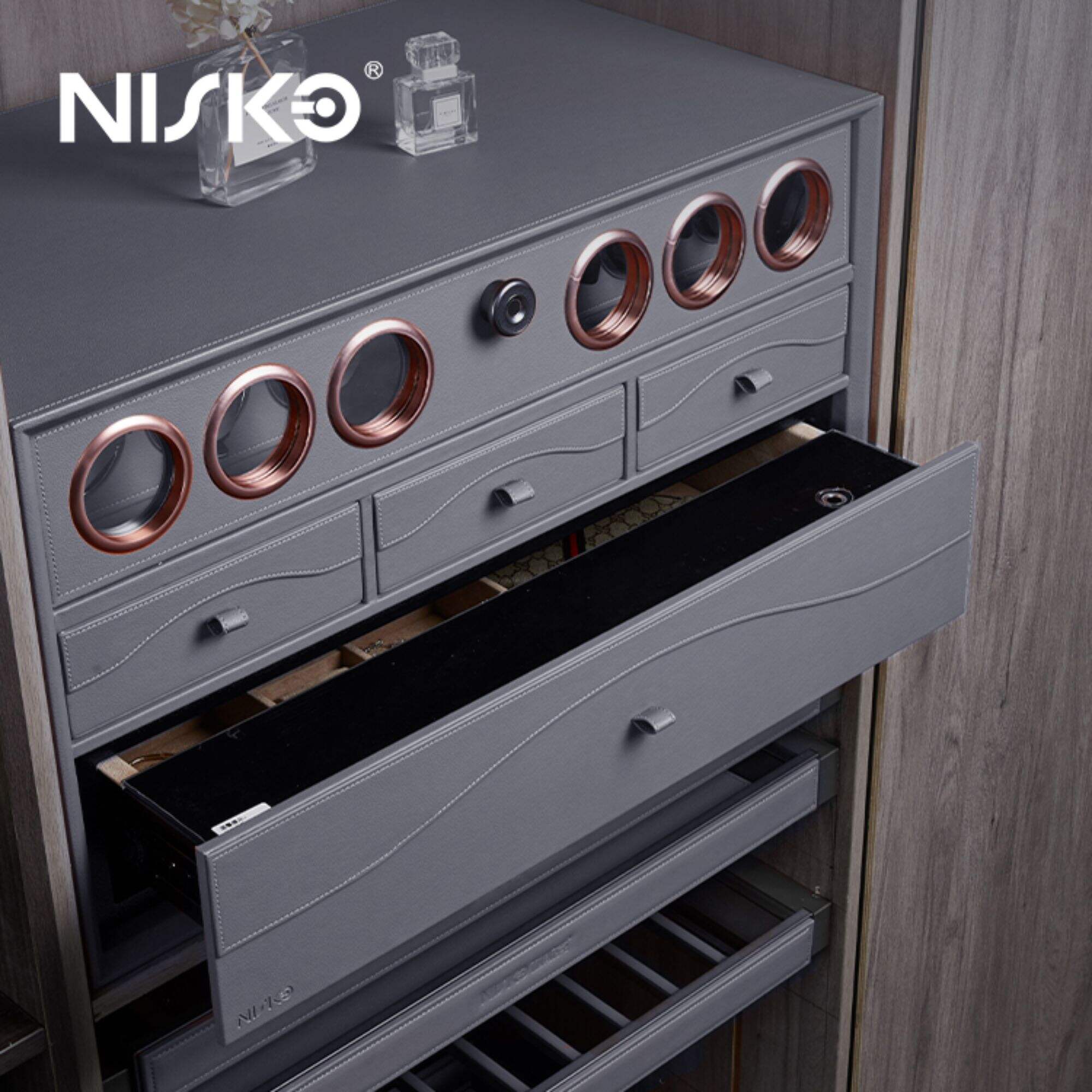 nisko multifunctional lemari kulit kotak aman jam tangan winder