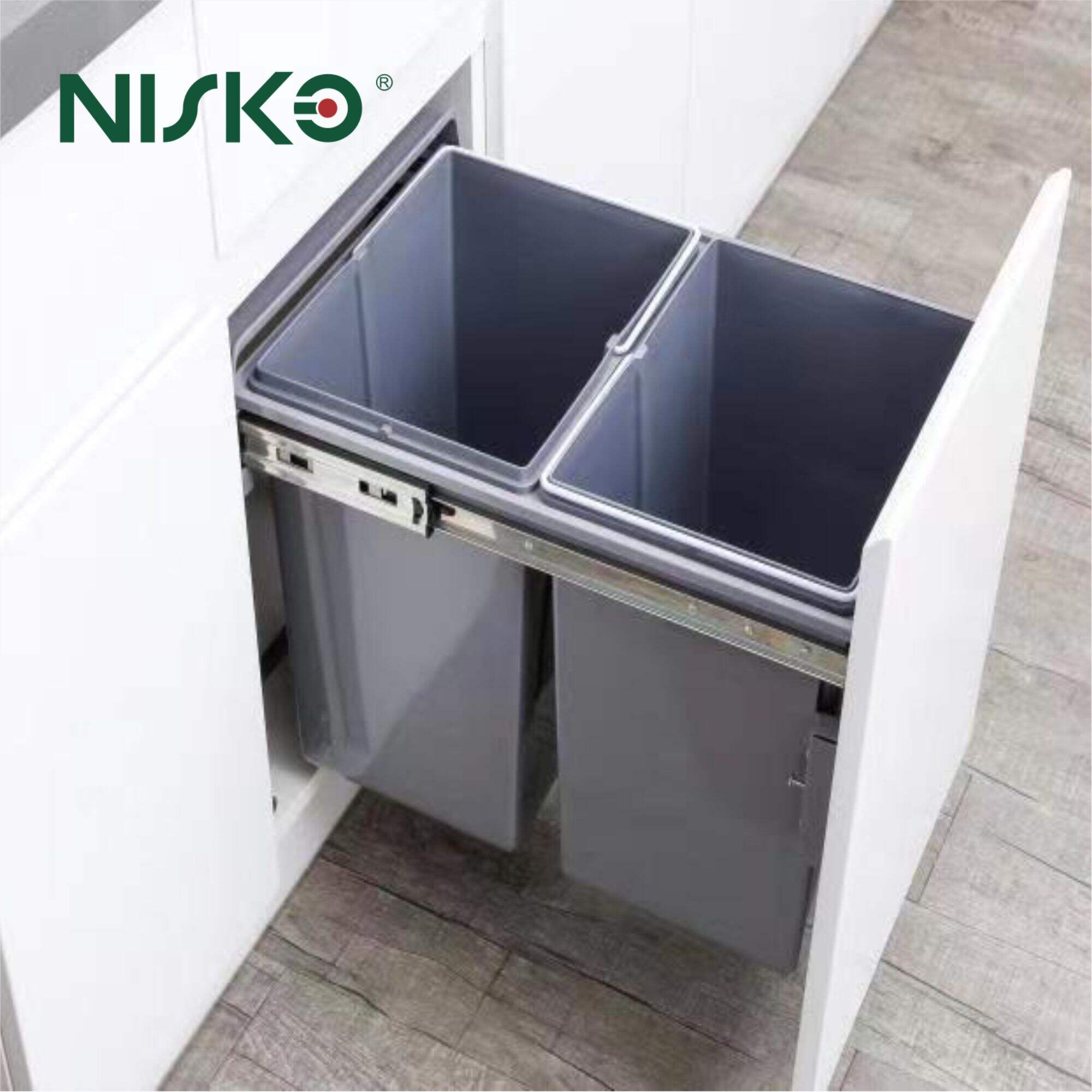 New Design Double Plastic Pull Out Waste Bin 