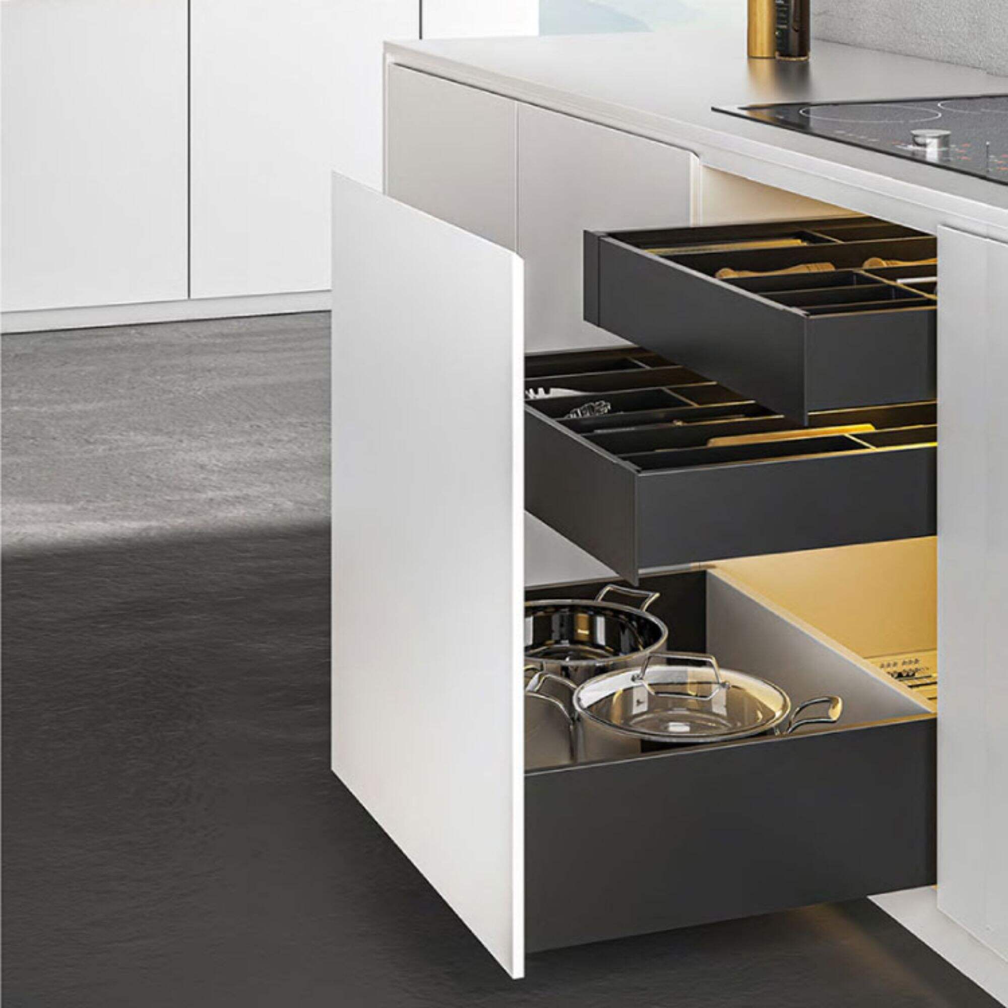 Kitchen Metal Cabinet Soft Closing Drawer Slim Tandem Box