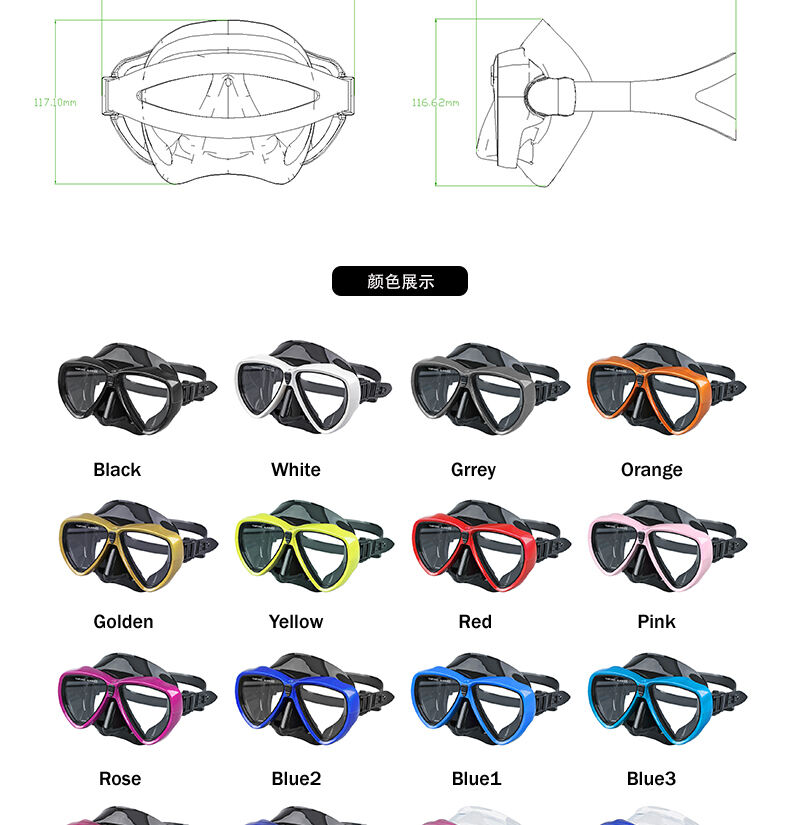 ALOMA Professional diving gear Water Sport silicone free diving mask supplier