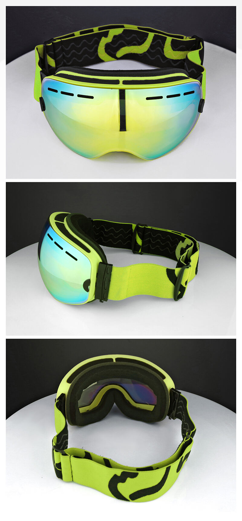 anti fog UV stop mirror coating 2 layers Lens elastic band strap winter sports ski racing snow goggles for kids details