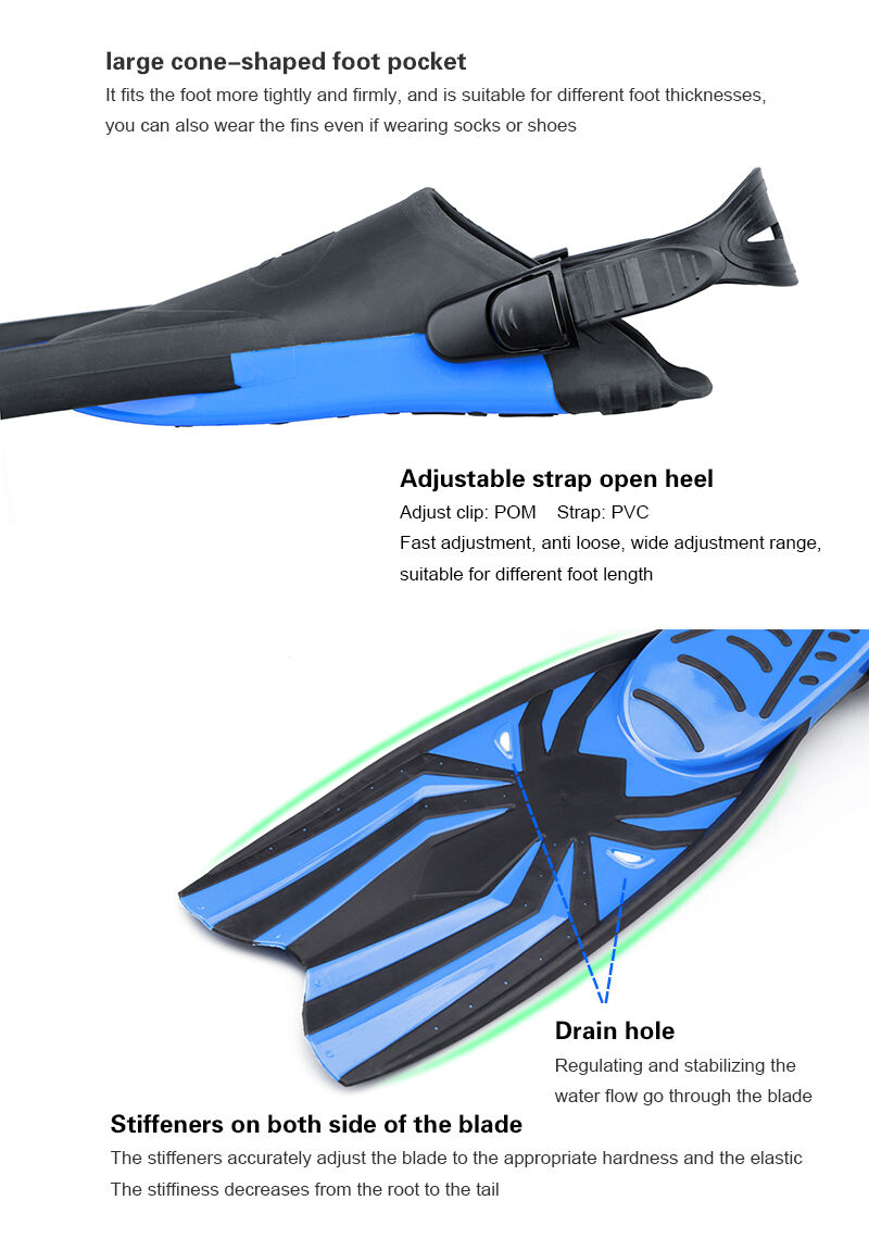 Aloma Professional Scuba Long Blade Diving Fins High Quality Snorkeling Diving Swimming Fins Freediving Rubber Swim Flippers factory