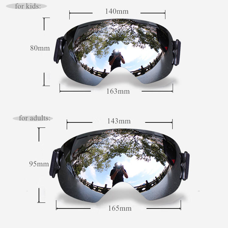 ALOMA double 2 layers Anti-fogging finger print UV Spherical mirror coated Lens snow sport ski goggles for kids adult details