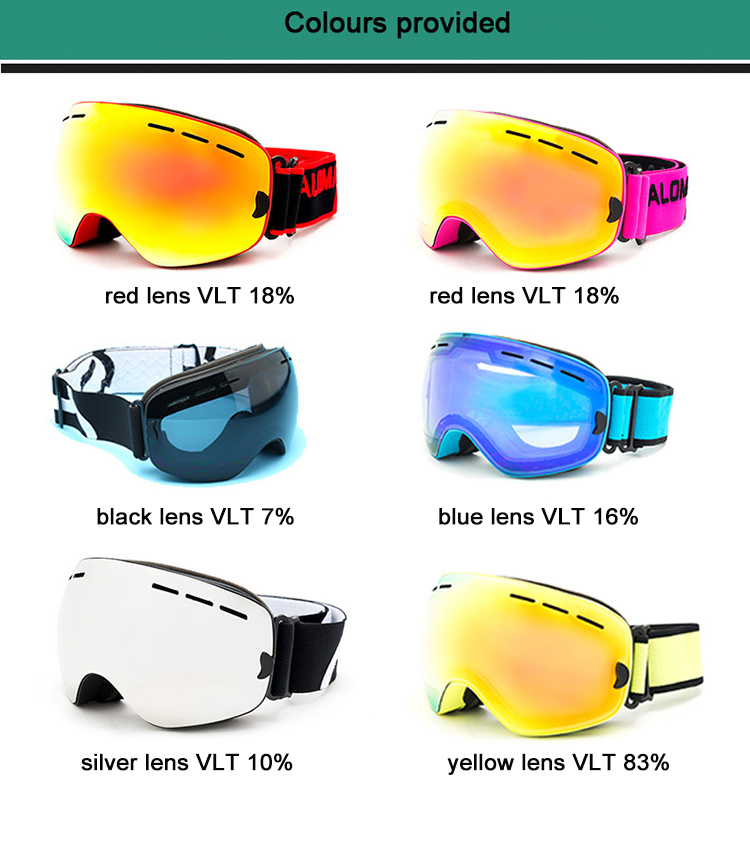 ALOMA Custom Logo adult &kids Fashion Snow ski goggles Cylindrical UV Lens Protection Snowboard Anti-Fog snow goggles manufacture