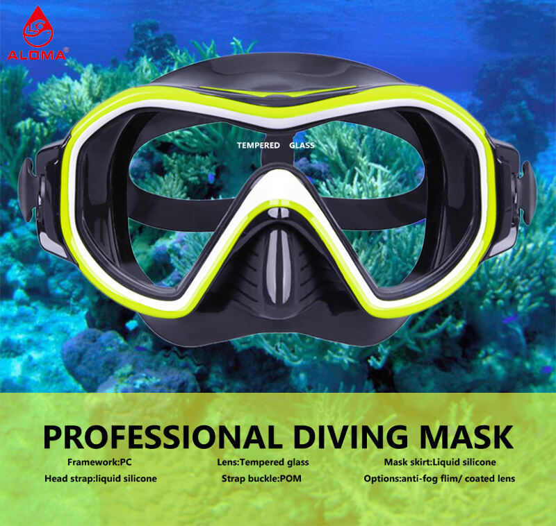 ALOMA Professionella fridykningsglasögon snorkelutrustning 4mm lins silikon lågvolym dykmask och snorkelset fabrik