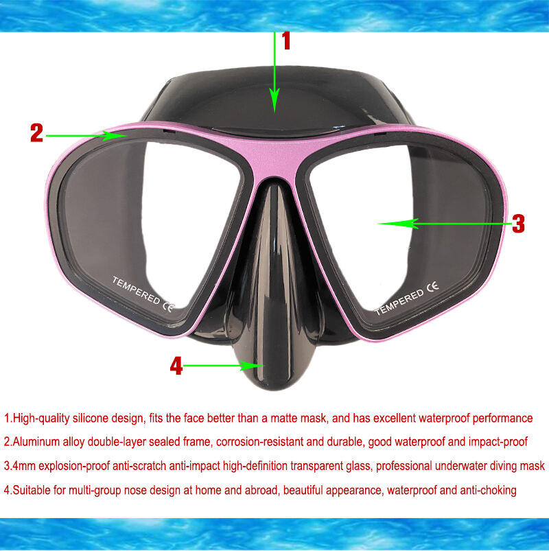 Aloma Professional Aluminium alloy frame Low volume snorkeling diving gear silicone freediving mask details