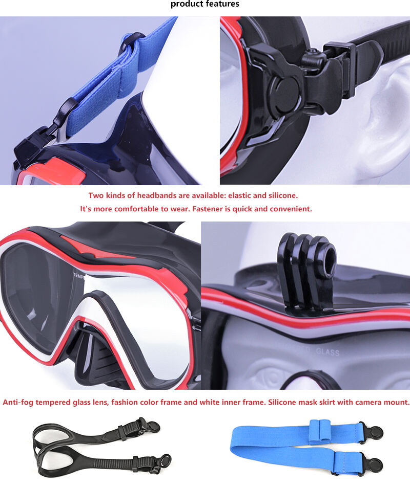 ALOMA dive gear set silicone scuba diving mask 3 piece snorkel fins set wth camera mount supplier