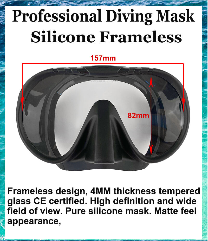 Adult Frameless low volume waterproof anti fog Tempered Glass silicone free diving snorkeling mask supplier