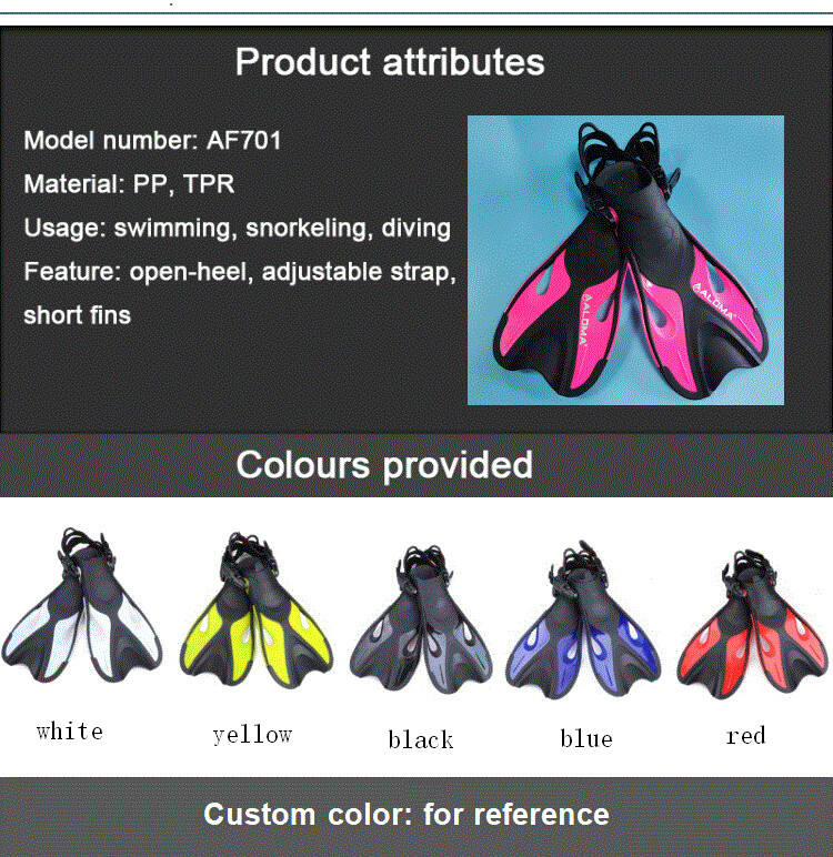 Professional Scuba short Blade Diving Fins High Quality Snorkeling Diving Swimming Fins Men Freediving Rubber Swim Flippers details