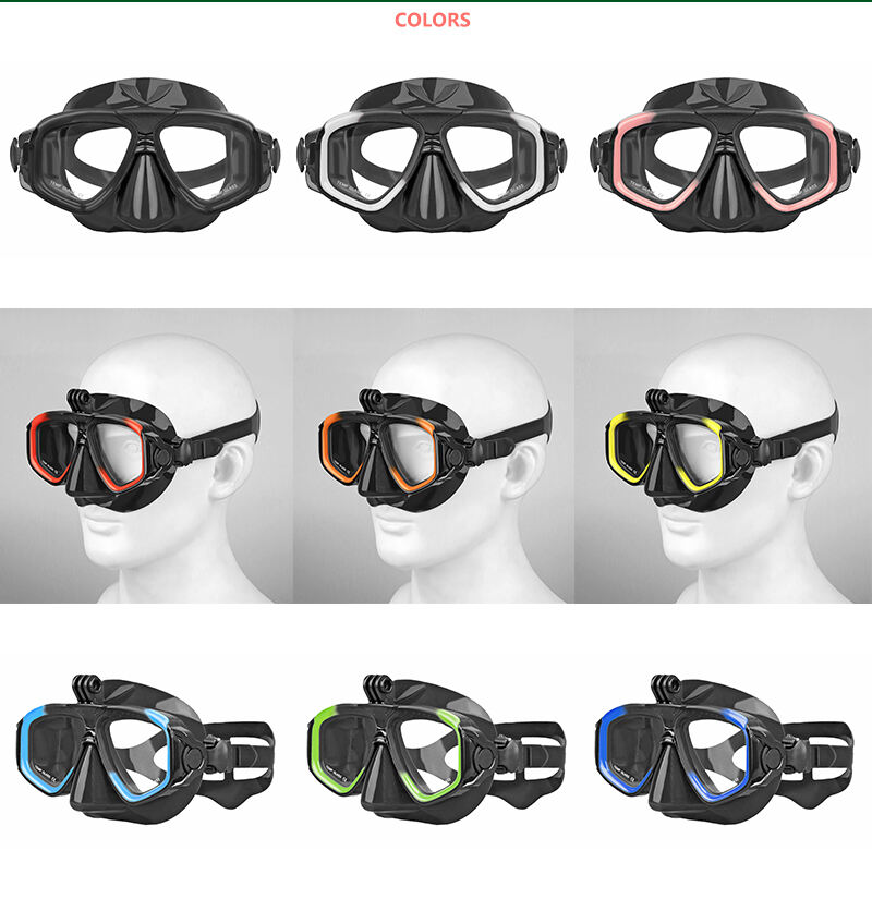 Aloma 2024 New design anti fog two lens silicone diving goggles snorkel gear scuba diving masks with mount details