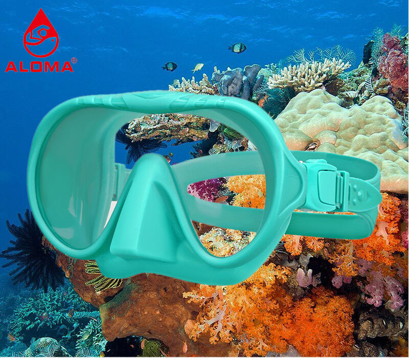 Aloma 2024 Custom Hot Selling silicone frameless Snorkeling Mask freediving gear diving mask details