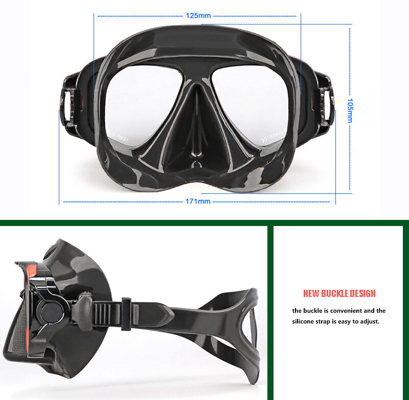 Hot Sale Snorkeling Mask Silicone Skirt Low Volume Scuba diviing mask freediving snorkel set with Camera mount factory