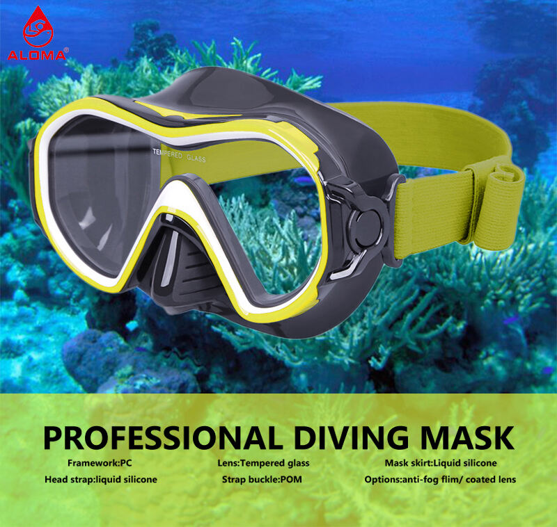 Professional Elastic ribbon tempered glass swim gear set free diving mask snorkel gear for divers supplier