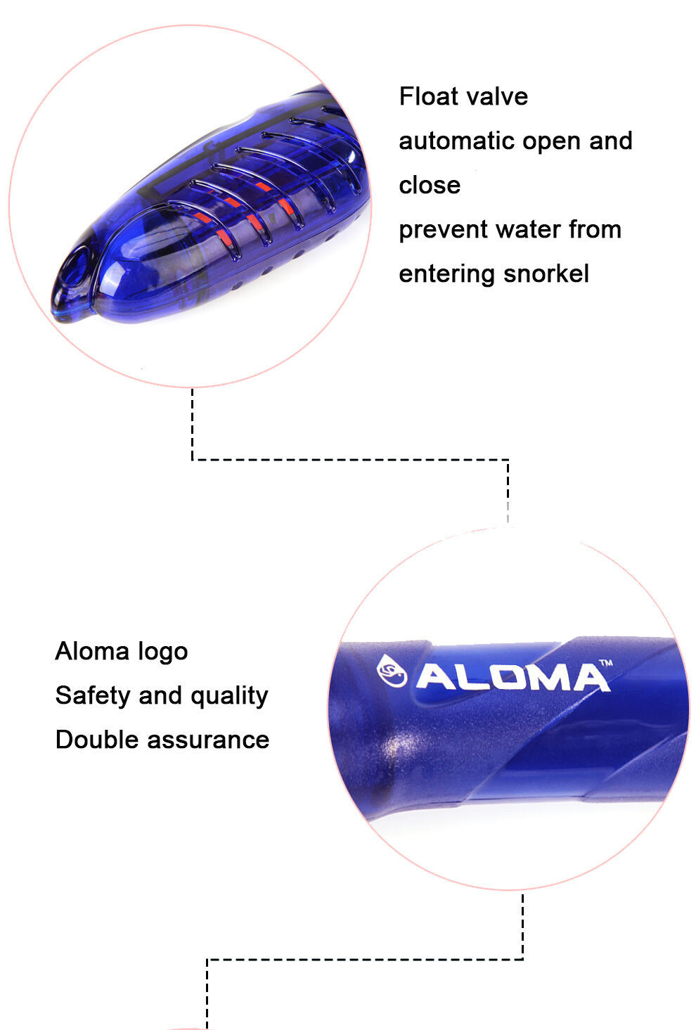 ALOMA kids Top Valve Food Grade Silicone Mouthpiece Watersports Swimming Equipment Tube diving Snorkeling details