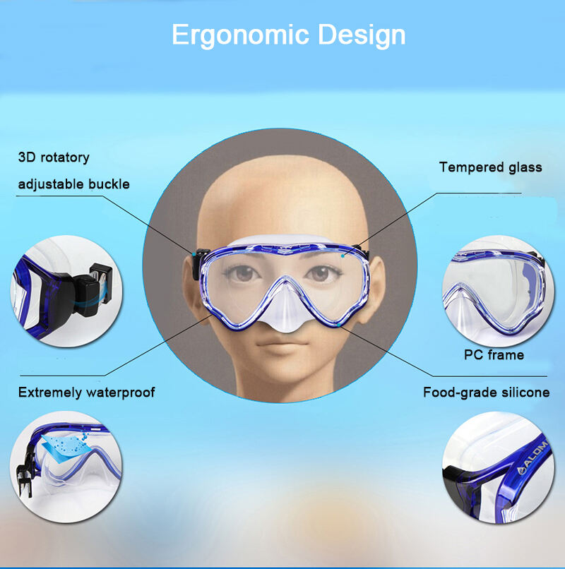 Factory Diving mask set factory tempered glass lens Waterproof diving mask and snorkel set silicone diving snorkel mask set supplier