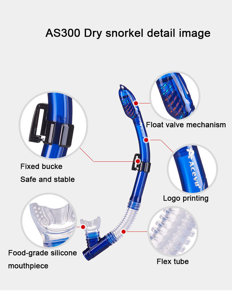 Vuxna Dry Top Anti Fog Dykutrustning Snorkel Scuba Set Flippers Snorkel Tube Dykmask Simglasögon Dykfenor leverantör