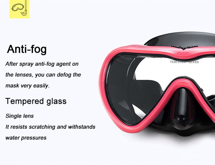 Aloma Single lens Tempered glass Anti-Fog Coated glass Diving Anti-Splash swimming Free diving mask for Men Women supplier