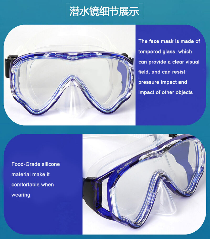 Factory Diving mask set factory tempered glass lens Waterproof diving mask and snorkel set silicone diving snorkel mask set manufacture