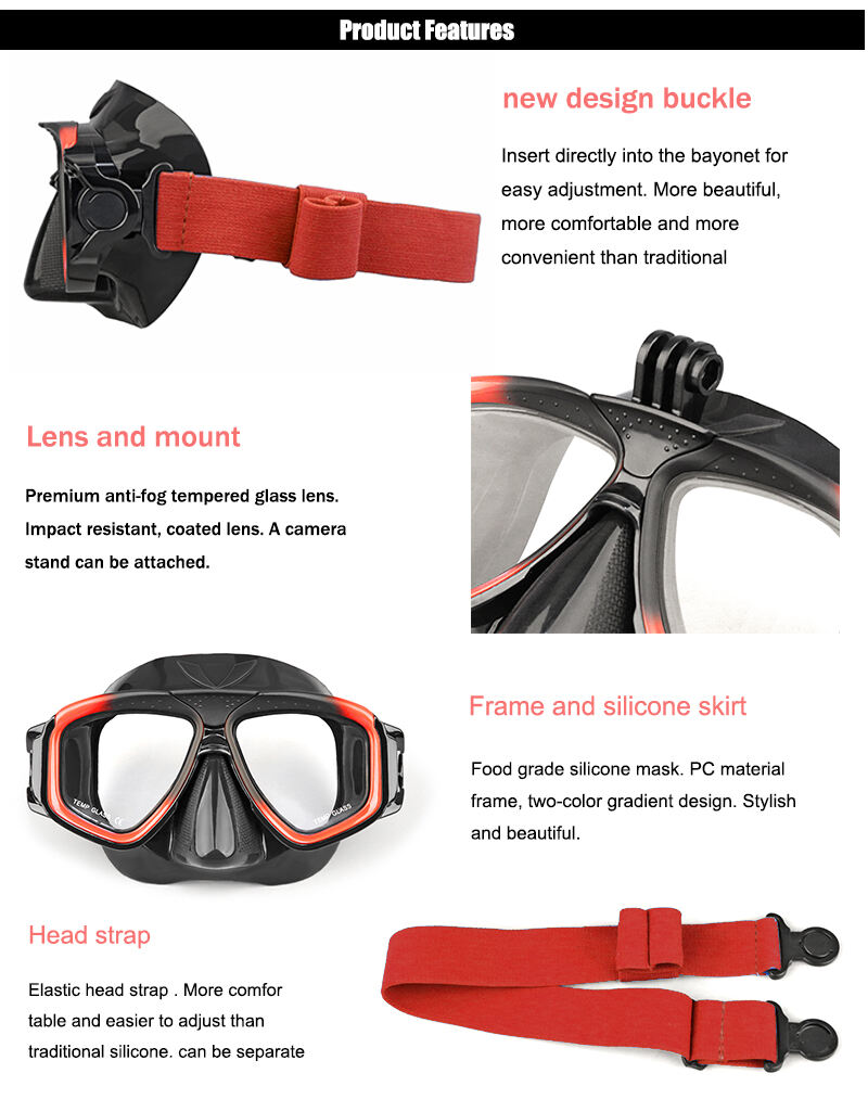 Aloma New Two-color gradient colors elastic strap silicone freediving gear diving mask snorkel set with Bracket manufacture