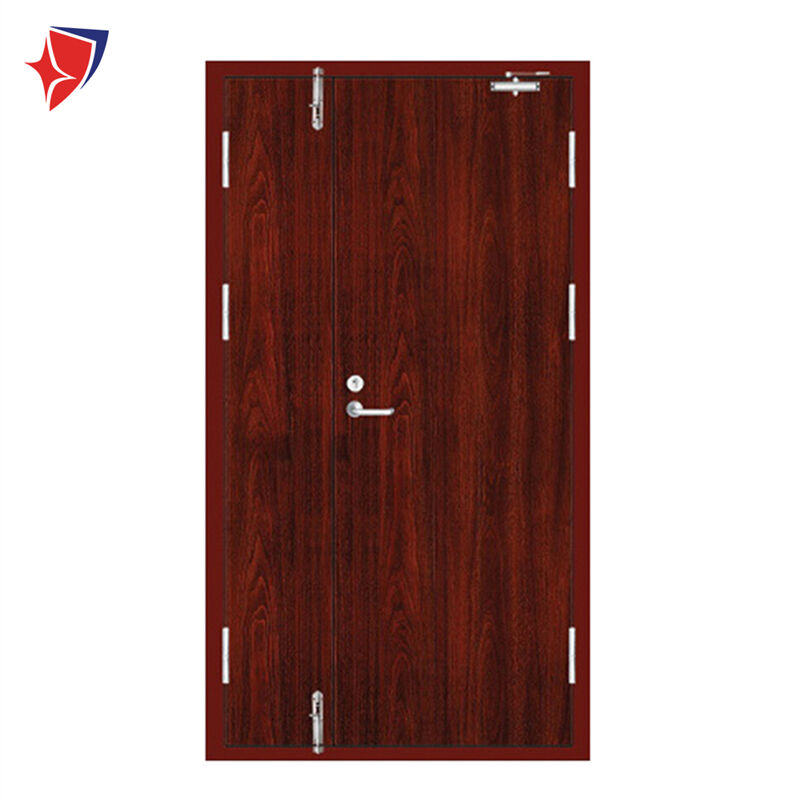 Unequal Steel Red Walnut Wooden Fire Door