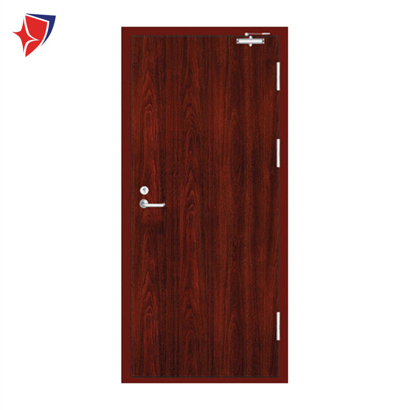 Single Steel Red Walnut Wooden Fire Door