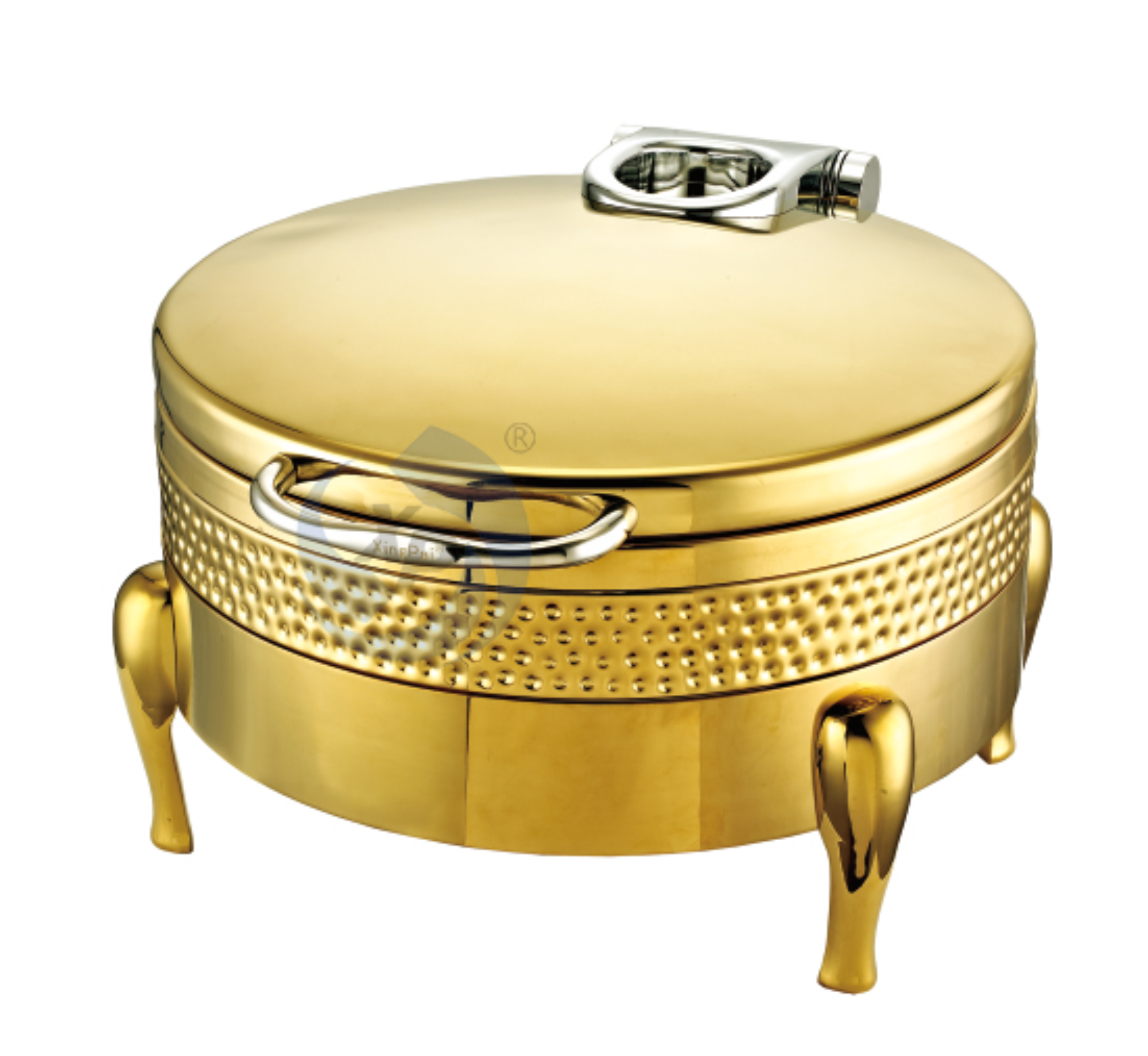 XINGPAI Catering Equipment Buffet Buffet Stove Luxury Food Warmer Gold Round Chafing Dish For Hotel Buffet