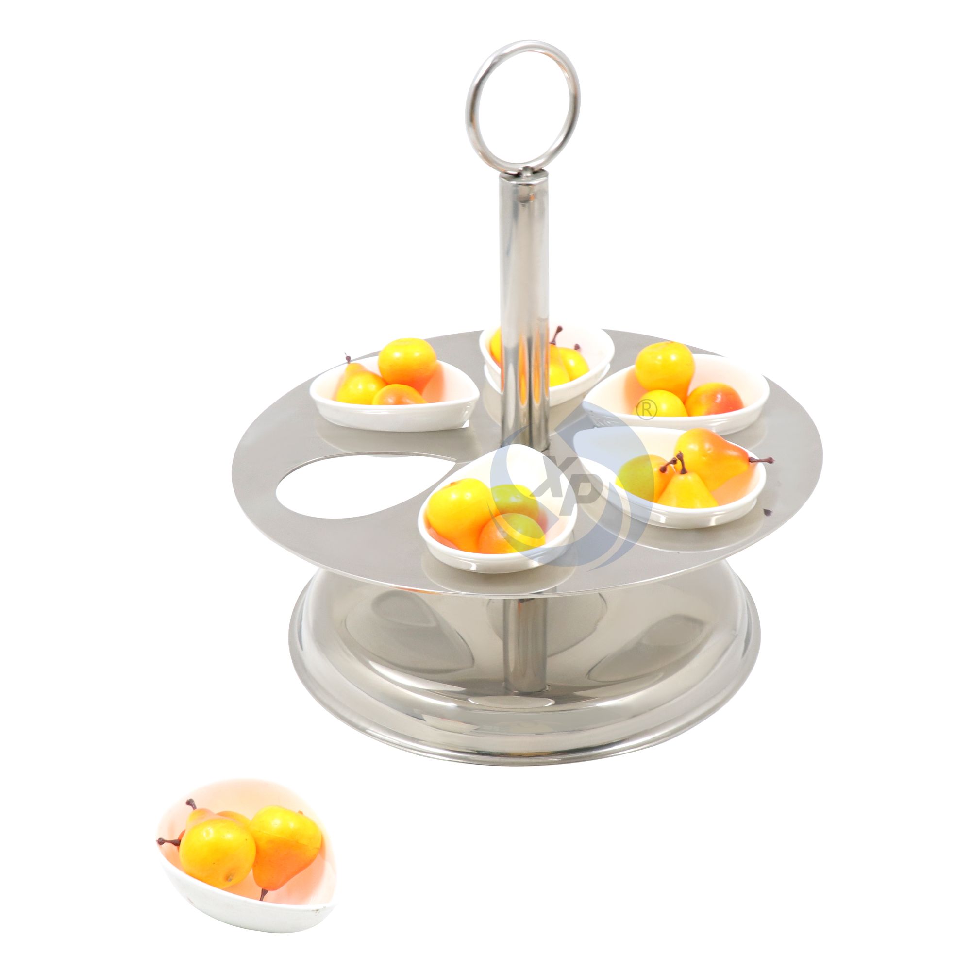 XINGPAI Hotel Restaurant Food Decoration Detachable Stainless Steel Round Fruit Display Stand