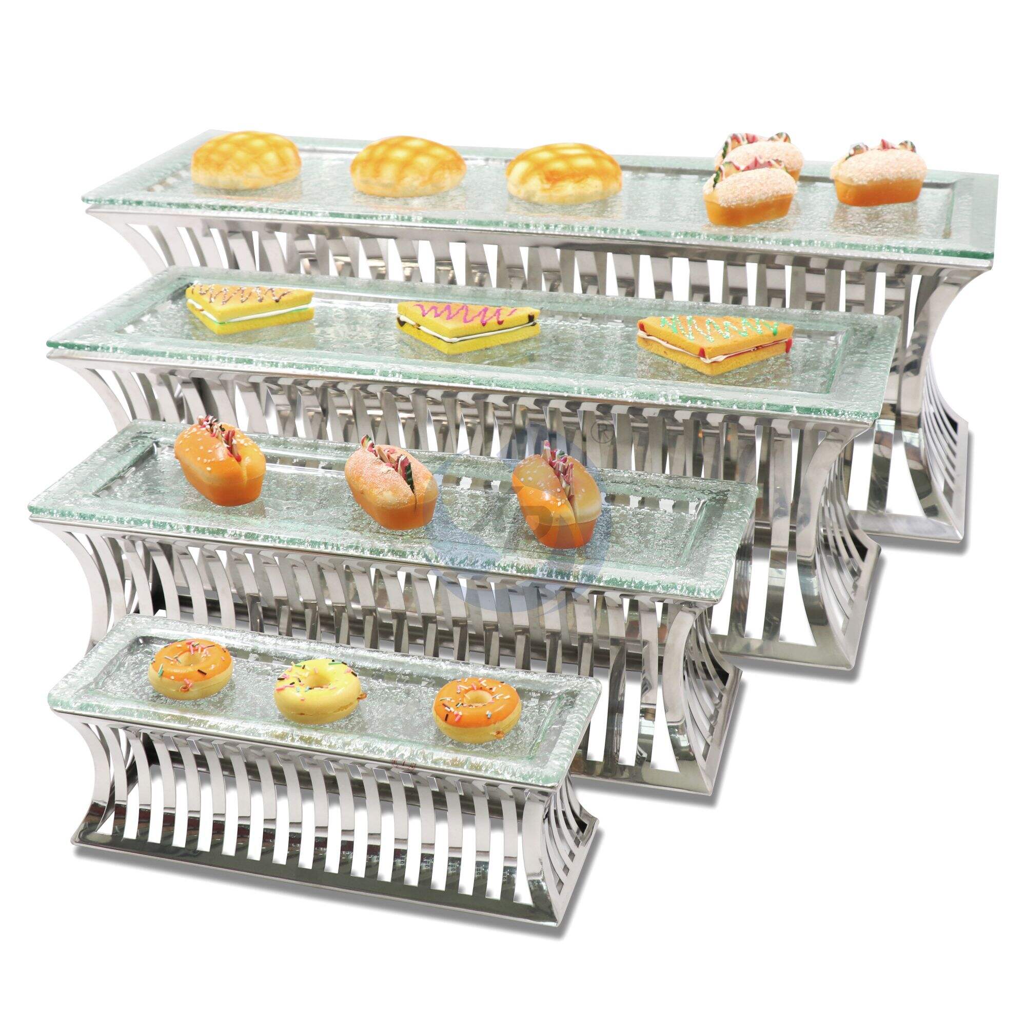 XINGPAI Wedding Decorative Dessert Buffet Cup Cake Display Stand With Hot Melt Glass