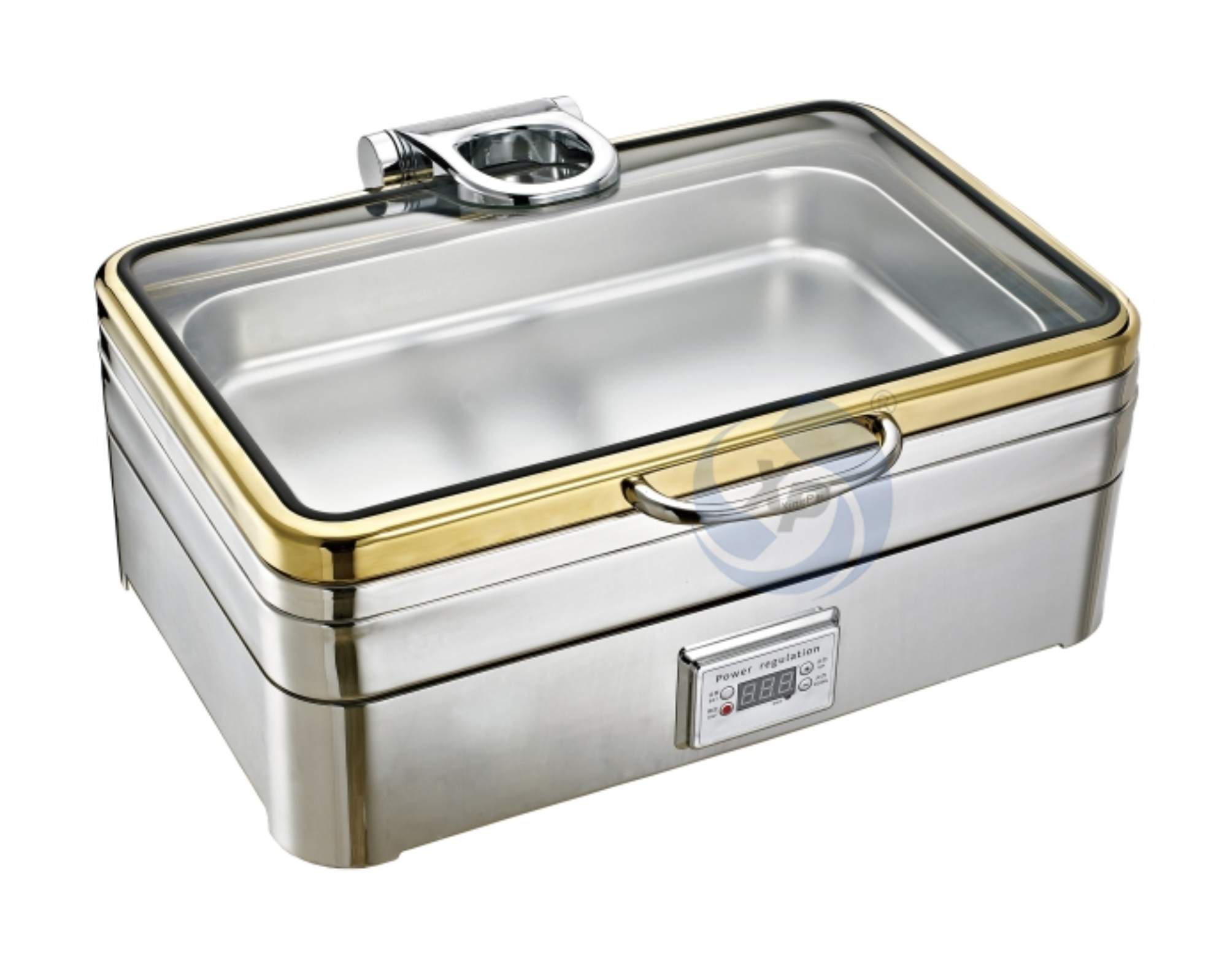 XINGPAI Commercial Catering Equipment 9L Temperature Control Gold Plated Chafing Dishes With Glass Lid