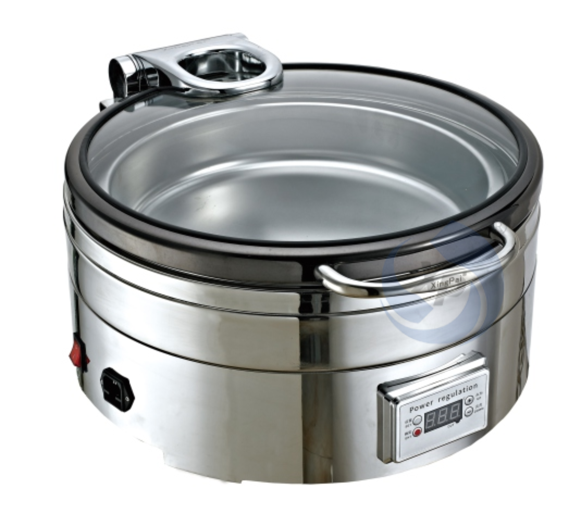 XINGPAI Restaurant Equipment Food Warmer 304 Stainless Steel Round Chaffing Dish With Glass Lid