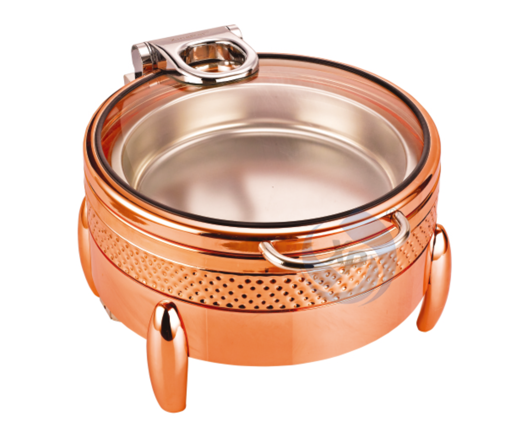 XINGPAI Restaurant Equipment 304 Stainless Steel Rose Gold Chaffing Dishes Buffet Food Warmer Chafing Dish With Glass Lid