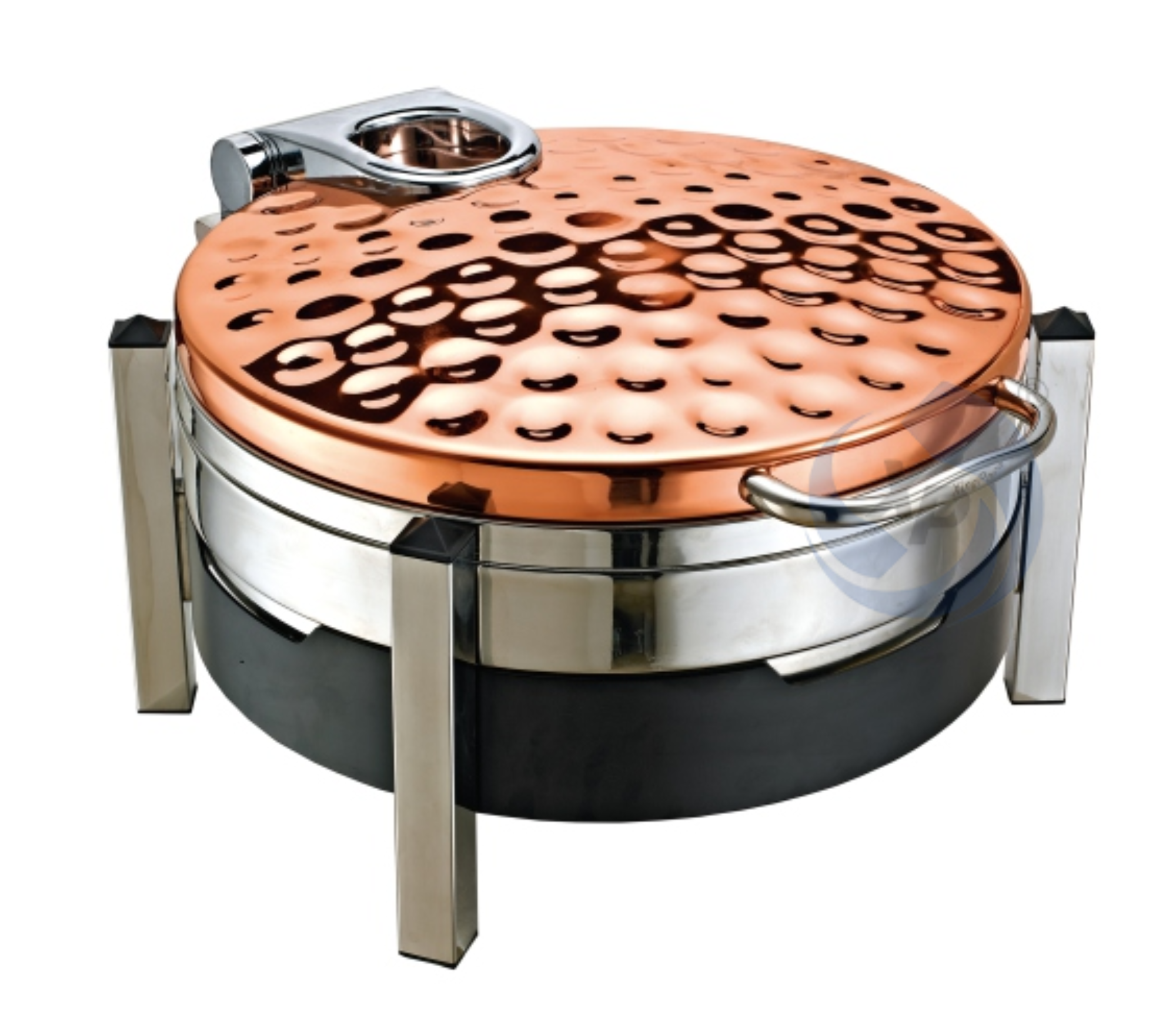 XINGPAI Restaurant Equipment 6L Round Chafing Dish Food Warmer Hammered Silver Chaffing Dish