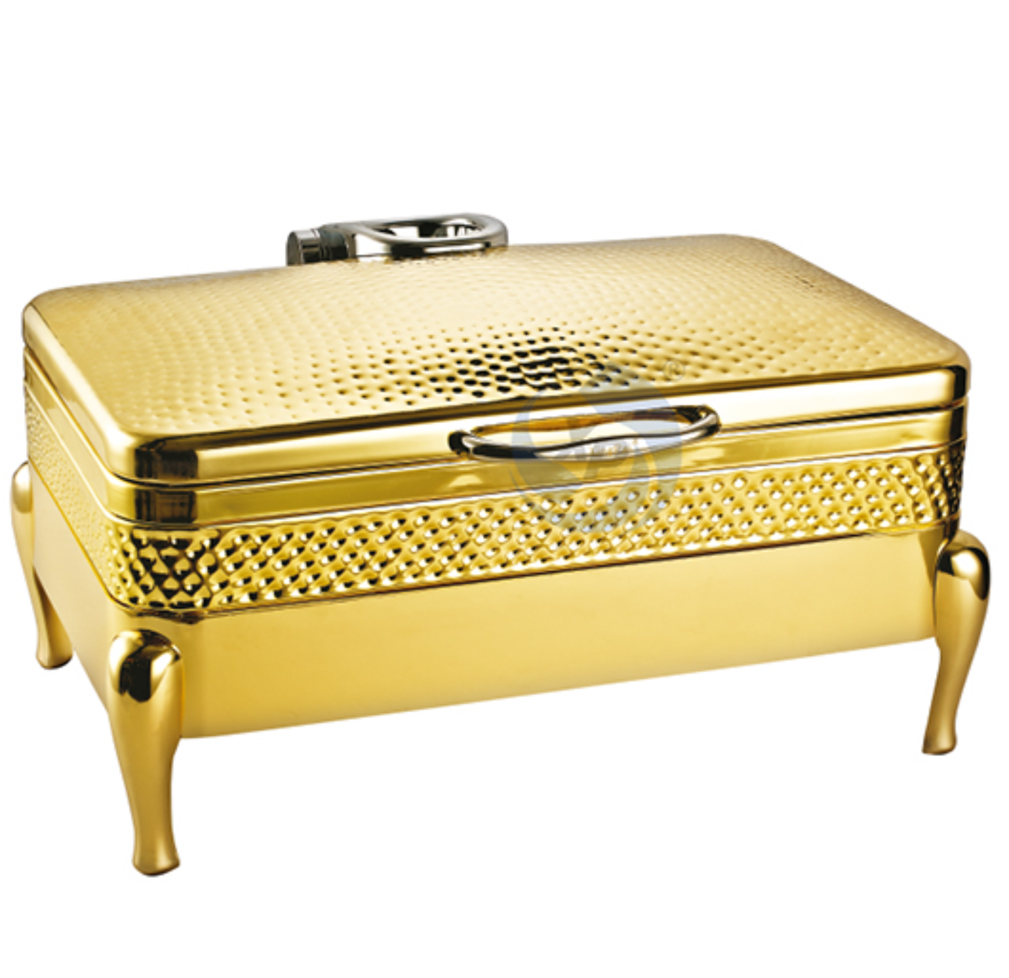 XINGPAI Hotel & Restaurant Supplies Luxury Gold Plated Hammered Chafing Dish 304 Stainless Steel Buffet Stove