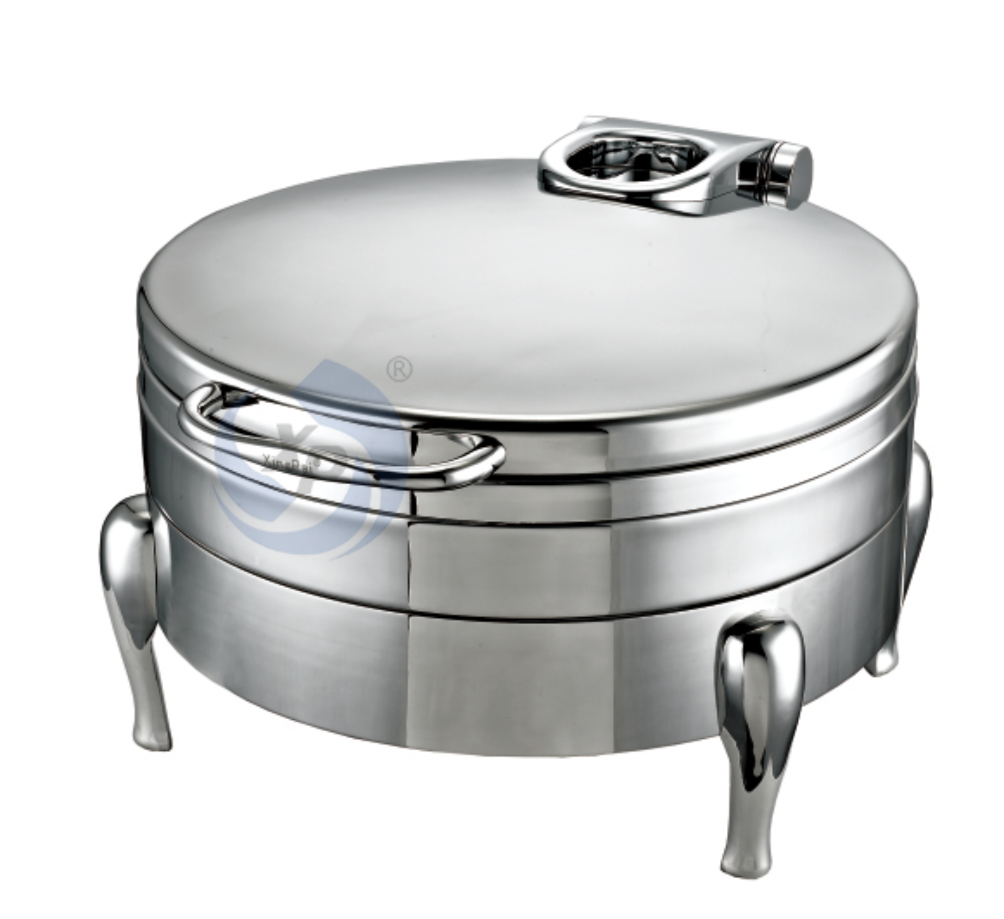 XINGPAI Catering Equipment Hotel 304 Stainless Steel 6L Elegant Silver Buffet Stove Round Chaffing Dish For Buffet