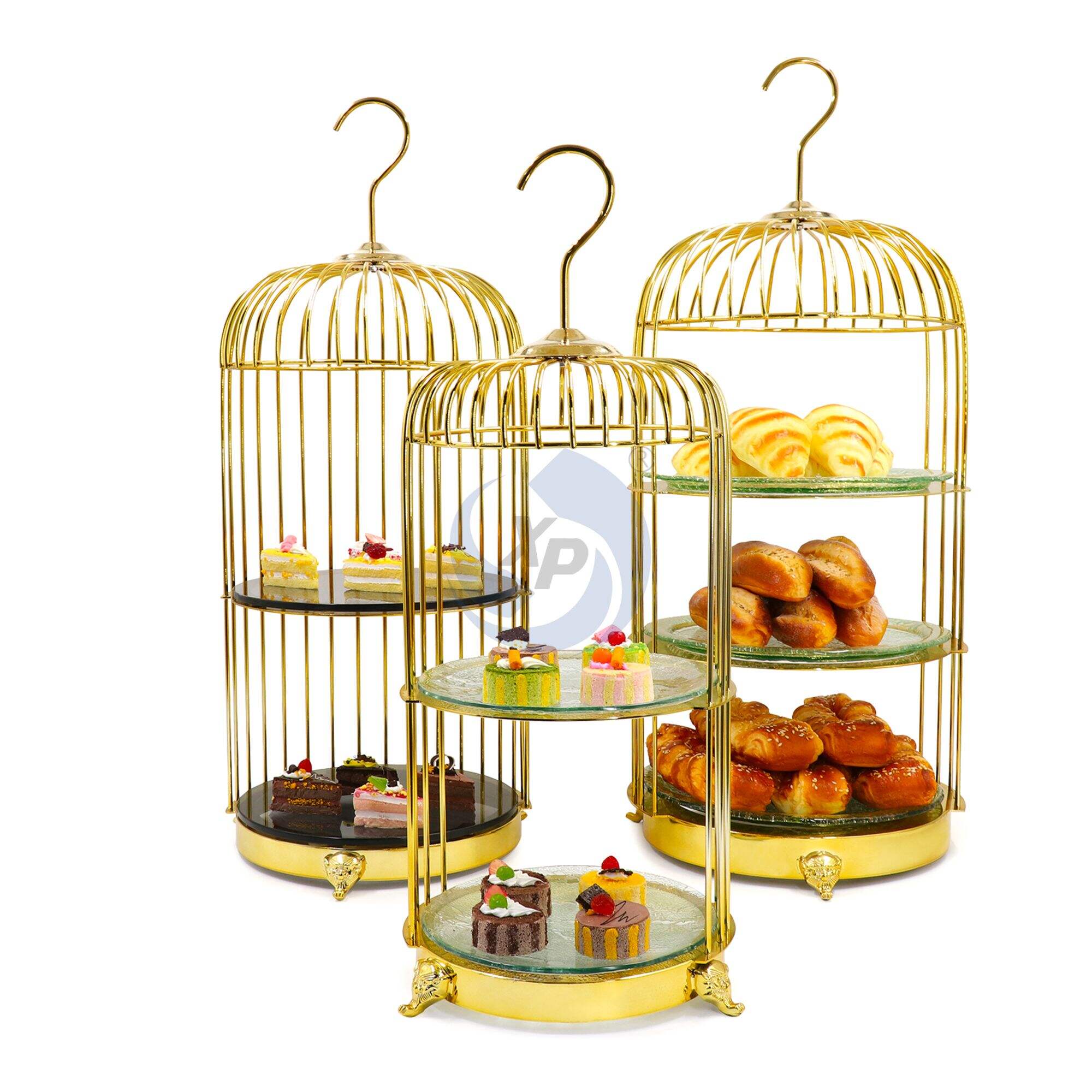 XINGPAI Buffet Equipment Gold Food Dessert Stands High Quality Birdcage Cake Stands