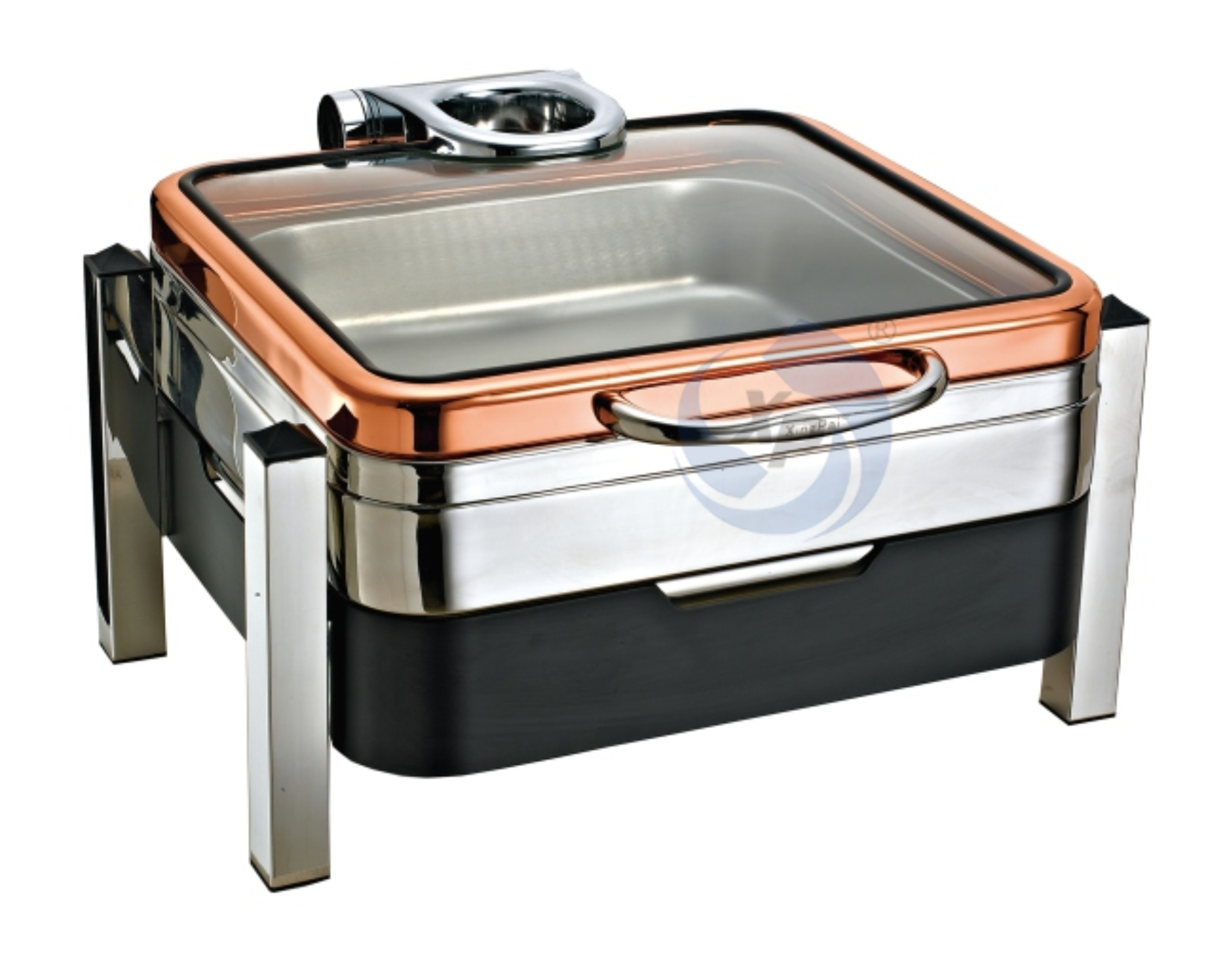 XINGPAI Restaurant Hotel Supplies Fuel 6L Square Chafing Dish Electric Heater With Glass Lid