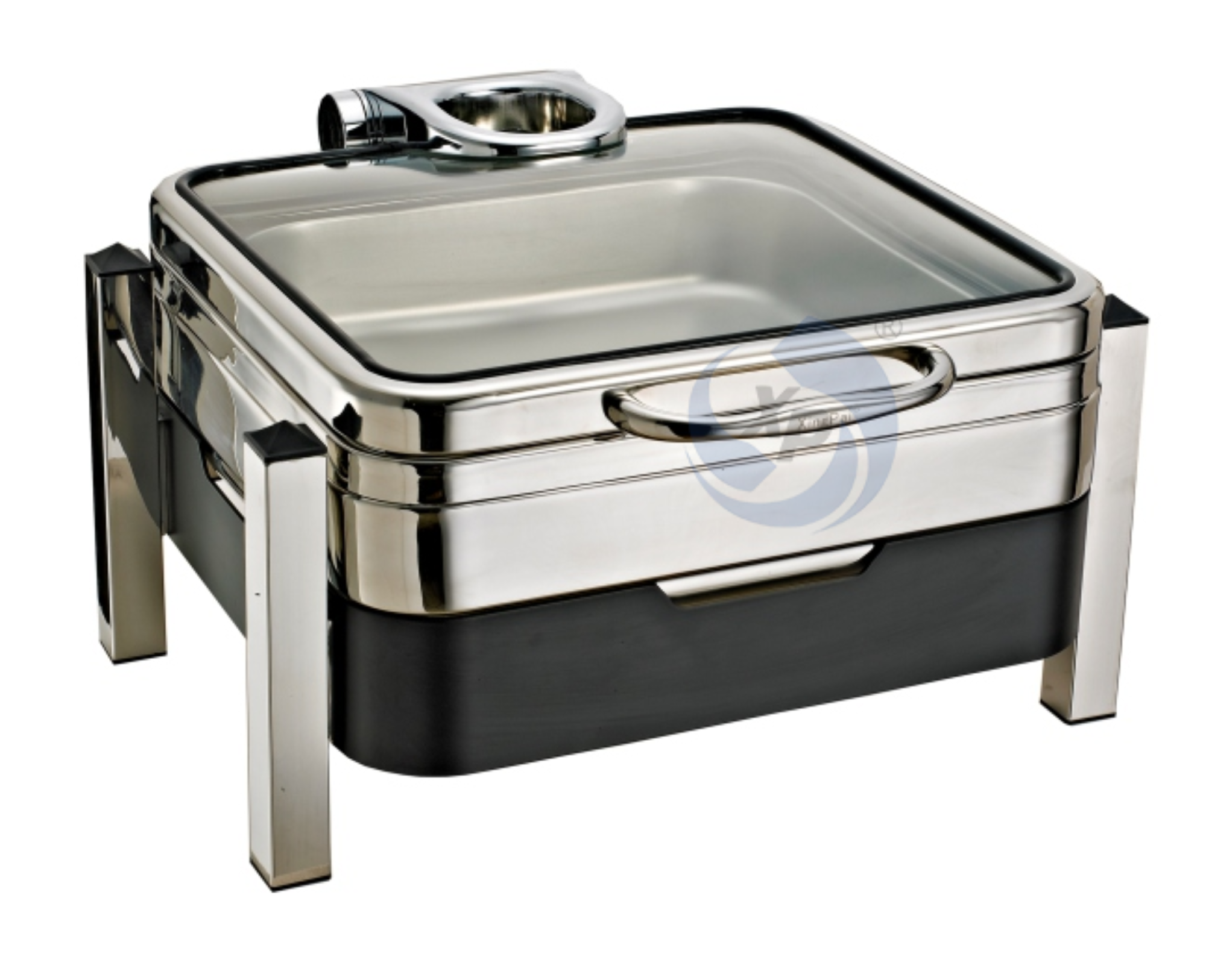 XINGPAI Catering Tools And Equipment Fuel 6L Square Chafing Dish Electric Heater With Glass Lid