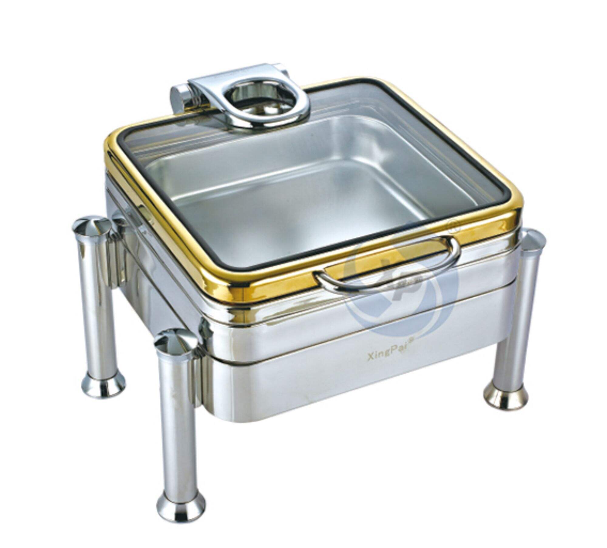 XINGPAI Factory Direct Sale Stainless Steel Chafing Dish Glass Top Cheffing Dishes Buffet Food Warmer