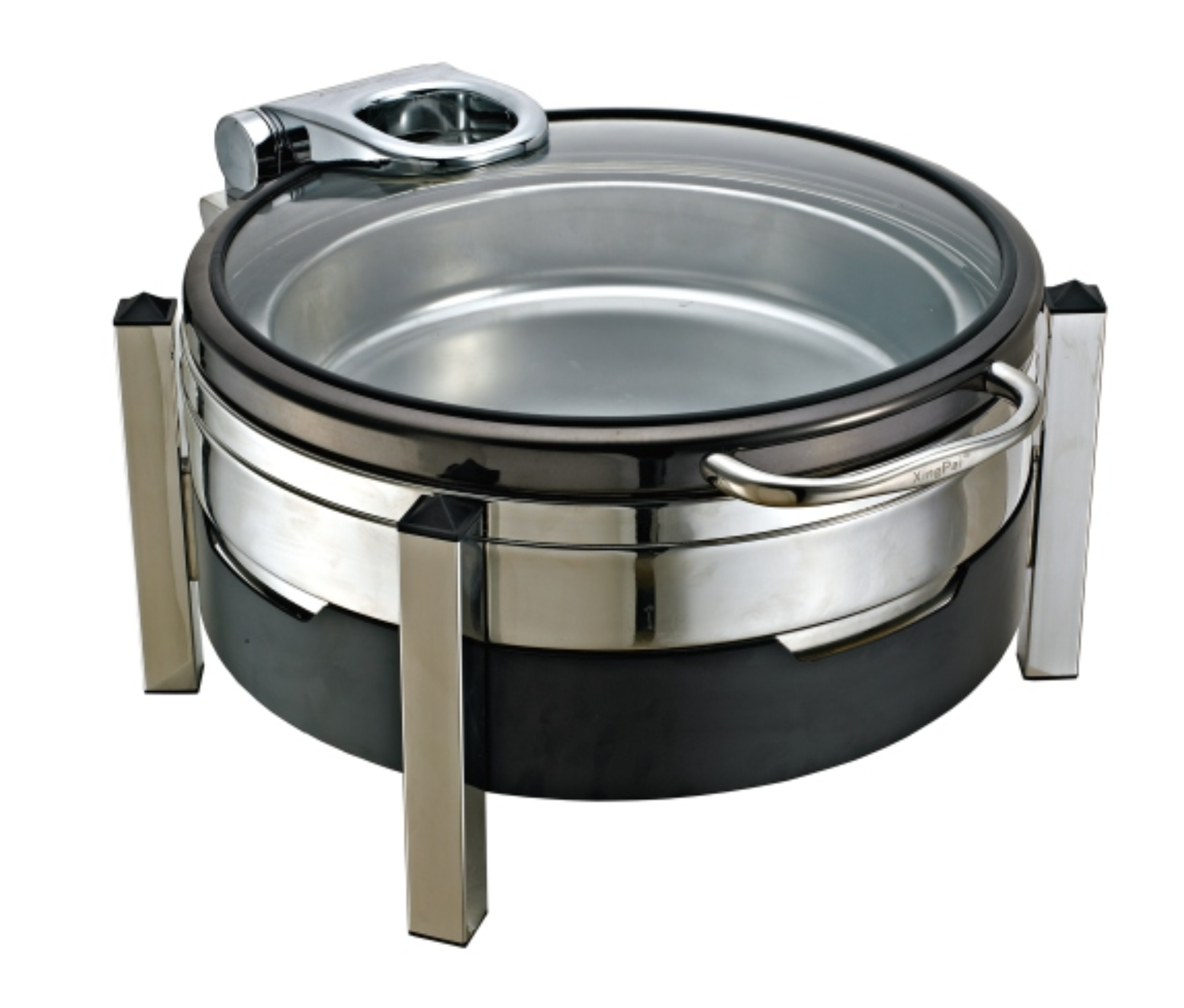 XINGPAI Buffet Equipment Hydraulic Round Chafing Dish 304 Stainless Steel Visible Glass Lid Chaffing Dish