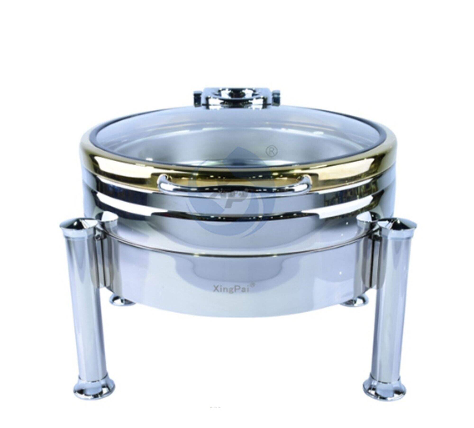 XINGPAI Catering Equipment Buffet Stainless Steel Buffet Food Warmer Round Chafing Dish With Glass Lid