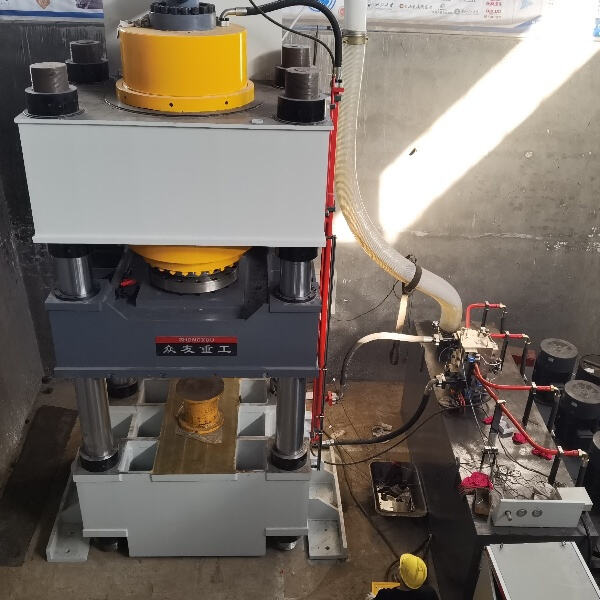 Witnessing the accuracy and precision of a large hydraulic press machine.