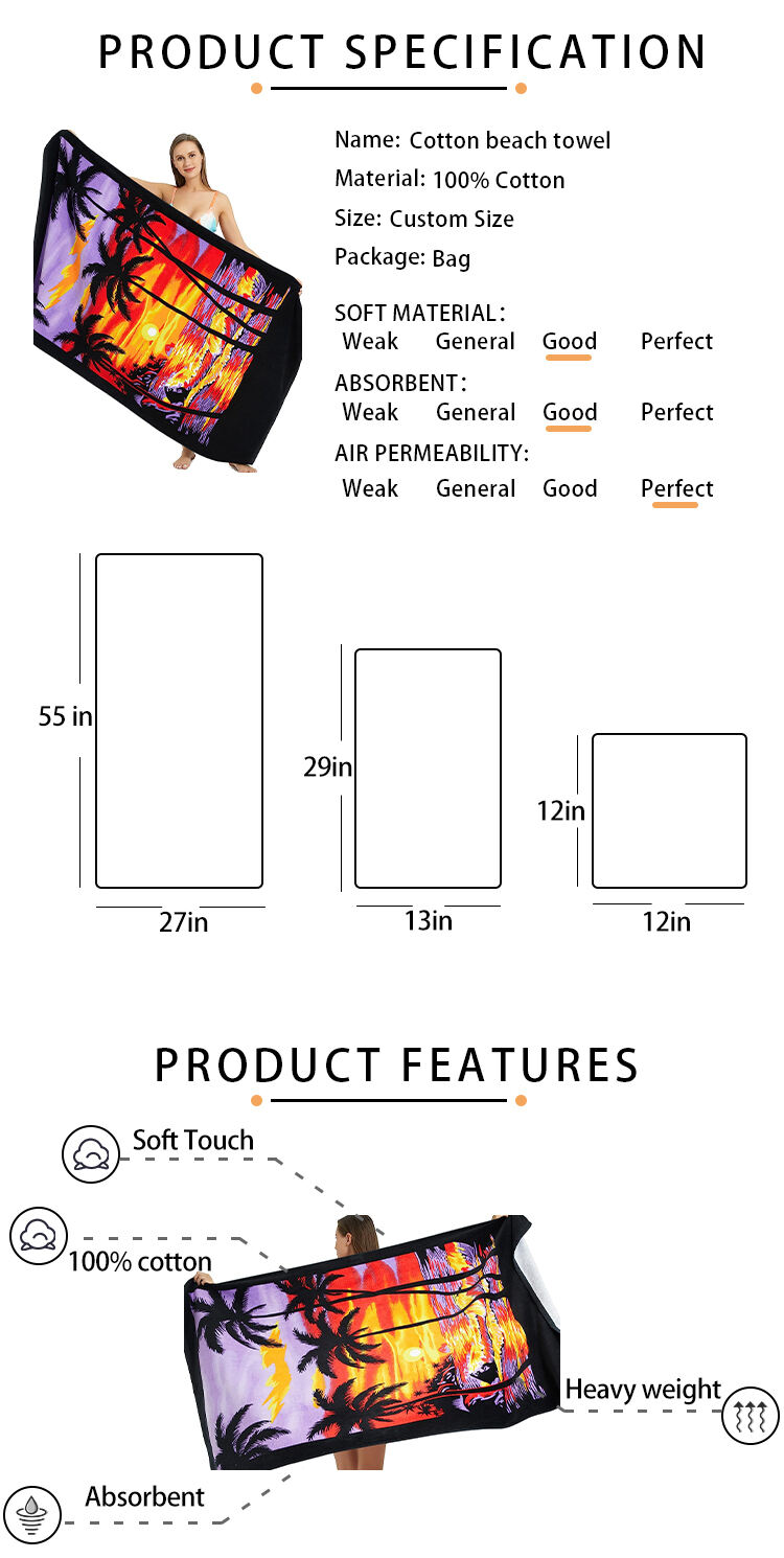 Hot selling 100% cotton terry super soft and absorption beach towel custom Velvet printing beach towel factory