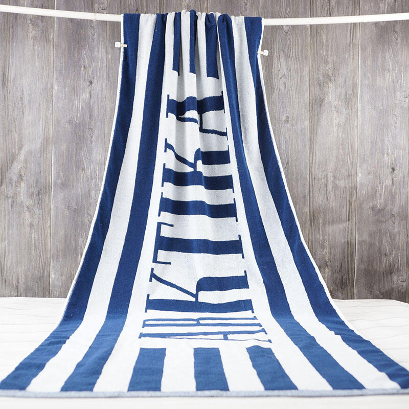 100% cotton terry velour 2 person beach towel, white striped beach towel extra large details
