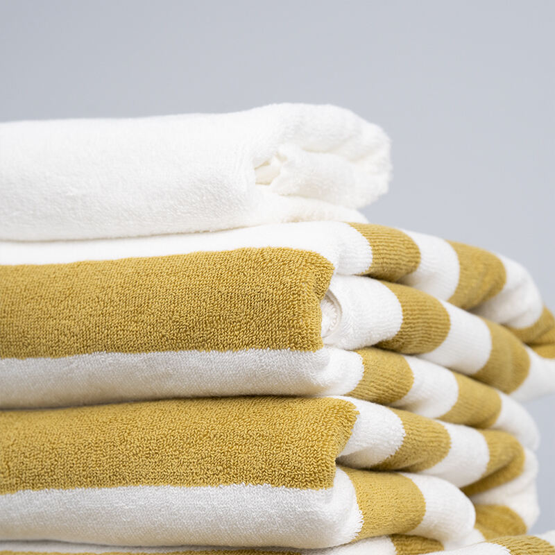 High quality 100% cotton highly absorbent pool towel custom stripe Embroidered logo swimming towel  beach towel details