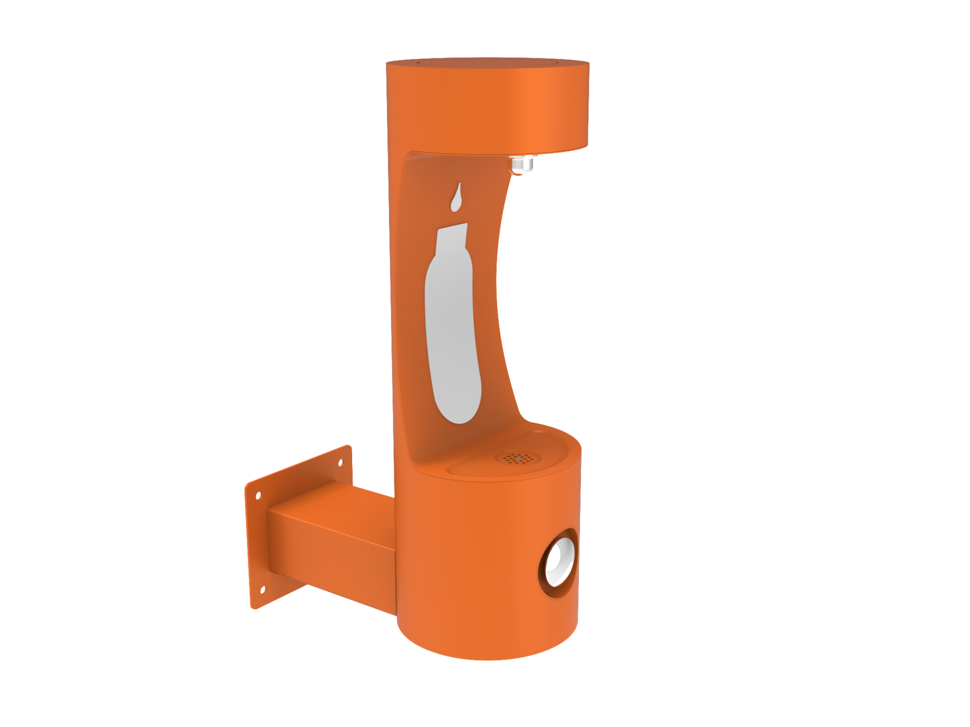 IUISON Single Arm Bottle Filling Station Wall Mount Non-Filtered Non-Refrigerated Freeze Resistant Color Orange