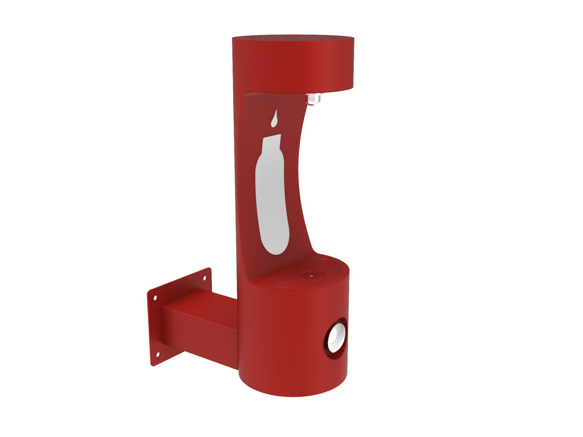 IUISON Single Arm Bottle Filling Station Wall Mount Non-Filtered Non-Refrigerated Freeze Resistant Color Red