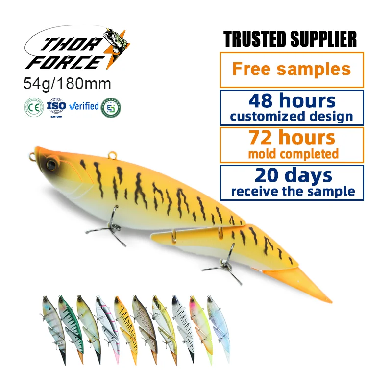 6155 19cm 55g Multi Section Bionic Pointed Tail Fishing Lures 3D Eyes