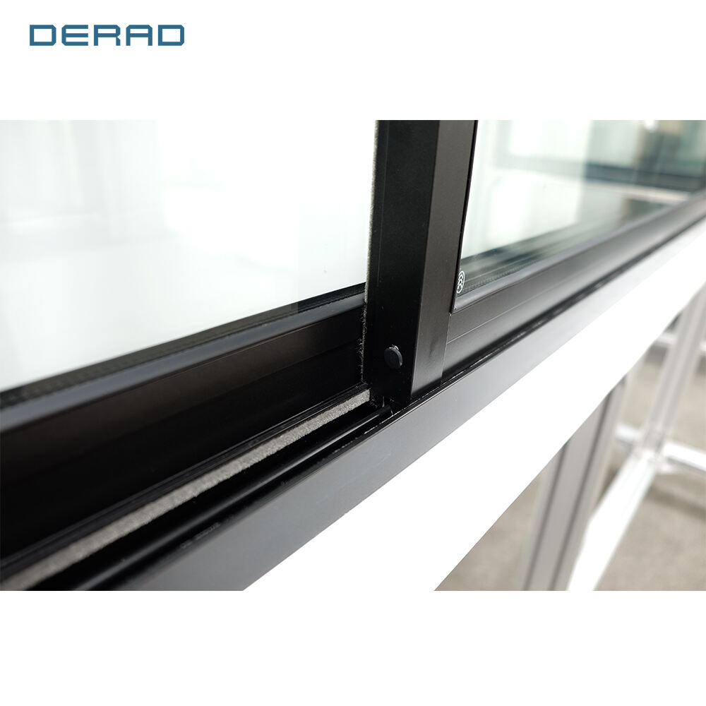 Kitchen bathroom sliding windows with tempered glass grey sliding aluminum windows custom size for residential house windows supplier