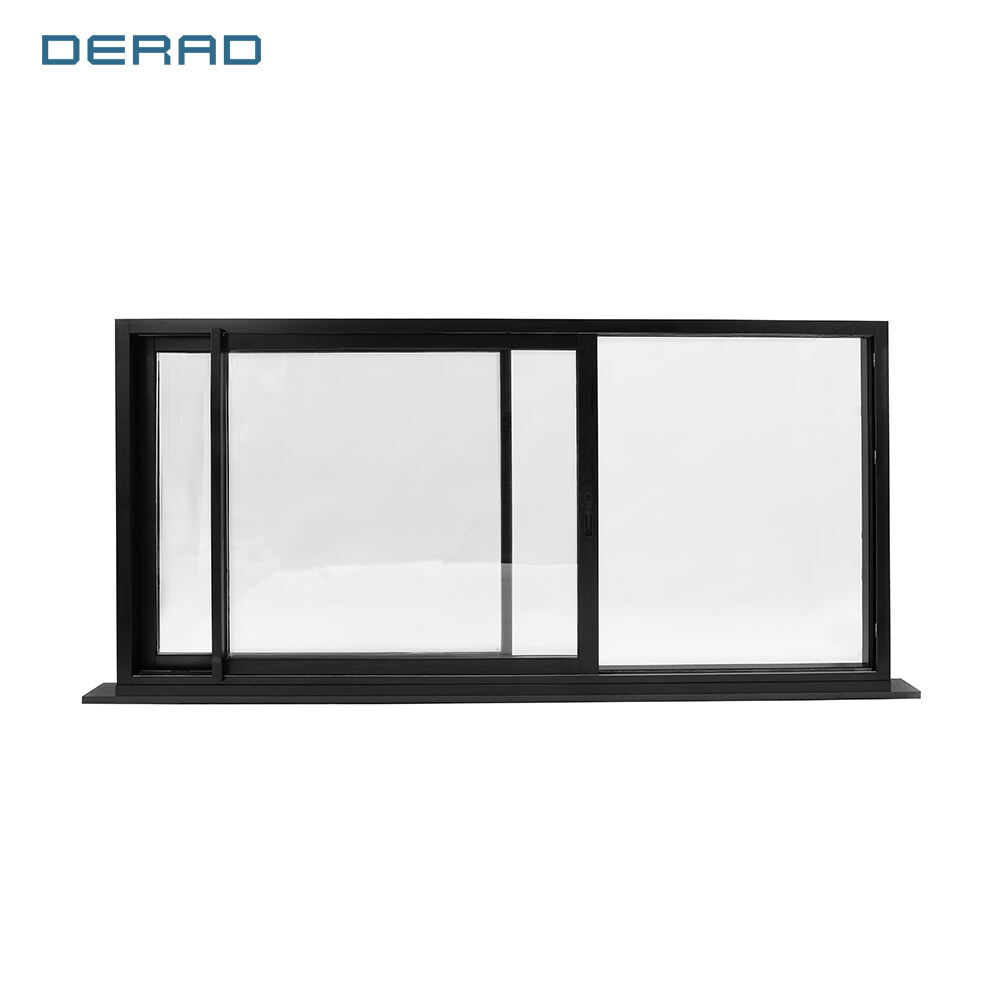 Black frame blue tinted glass customized color aluminum slide windows for villa hotel house kitchen bathroom living room windows manufacture