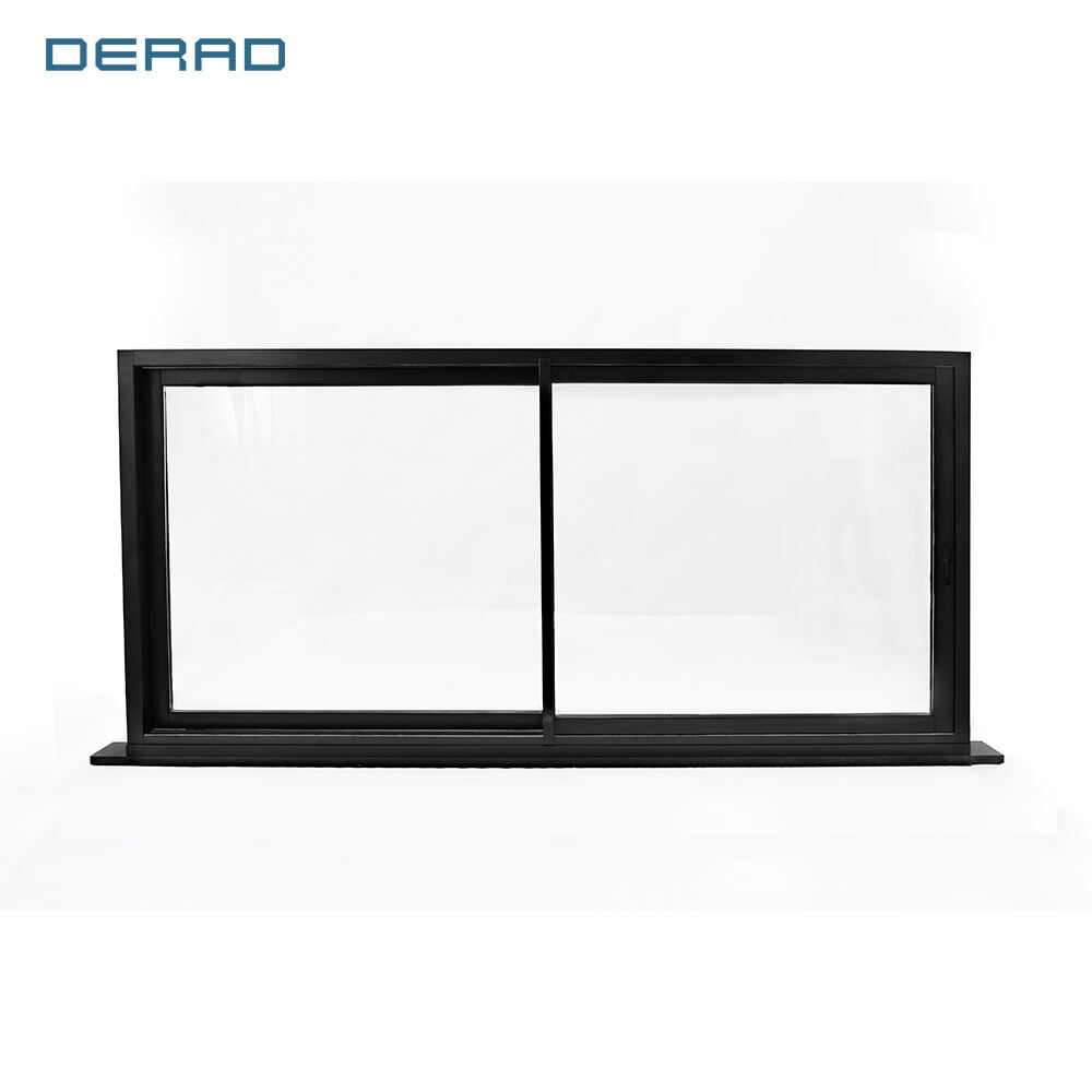 Black frame blue tinted glass customized color aluminum slide windows for villa hotel house kitchen bathroom living room windows details